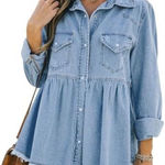 VICI  Myres Cotton Chambray Babydoll Top Women’s Small Photo 0