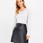 Loft  Sparkle Bow Cozy Puff Sleeve Sweatshirt Size M Gray Blouson Puff Sleeve Photo 1