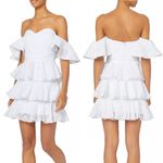 Caroline Constas Irene Ruffle Eyelet White Off Shoulder Mini Dress size 6 Photo 1