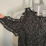 Loft Floral white and black sheer lace top size small Photo 2
