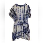 Tanya Taylor Dress Womens Size 6 White Blue Rhett Mini Silk Cotton Ruffle Photo 4