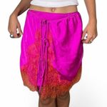 Free People Pink and orange silky lace tie waist mini skirt #festivalvibes Photo 3