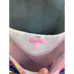 Lilly Pulitzer  Women's Tank silk dress Sleeveless Blue Pink Palm Print‎ Size L Photo 1