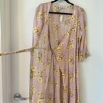 Madewell Linen Blend Ruffle Cuff Wrap Maxi Dress in Dutch Dandelions Size S NWT Photo 8