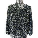 Free People  Boho Floral Ruffle Top Bell Sleeve Medium black yellow Photo 0