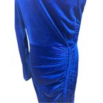 One Shoulder Velvet Ruched Evening Party Dress S royal blue formal going out Photo 2