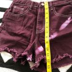 Super cute mid/high waist deep purple shorts with white stitching Size XS Photo 4
