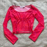 Lisa Says Gah  Pink mesh long sleeve crop top floral size small Photo 0