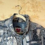 Vintage 80s blue and white abstract boho print Keren Hart 100% silk jacket Size L Photo 7