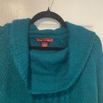 Jones Wear  Size L Teal Funnelneck Long Sleeve Lightweight Cable Knit Sweater Photo 1