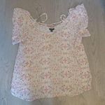 Torrid geometric design flowy top strappy back blouse in cream, pink and black size 00 (M/L,10). Photo 0