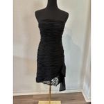 Vintage Victor Costa Strapless Black Dress Party Ruched Bow Lace Prom 1980s Size M Photo 4