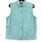 Croft & Barrow Iced Turquoise Blue Fuzzy Fleece Button Up Vest M Photo 0