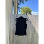 DKNY sleeveless Collared Ruffled Front Button Closure Black Sz Large Fall Winter Photo 4