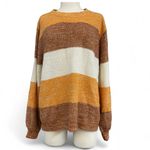 Zenana Outfitters  Striped Sweater in Orange, Brown, and Cream Photo 1