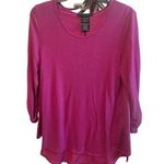 Grace Elements  Pink Top with 3/4 Ruched Sleeves and Tulip Back Size Medium Photo 0
