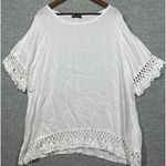 Lungo L'Arno Women’s Shirt 2X 100% Linen White Lace Boho Beachy Lagenlook Photo 0