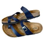 Birkenstock Betula Mia Soft Sandals Navy Blue Gold Buckle 37 Size 6 Photo 1