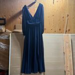Lulus Navy Blue Dramatic Plunging Front & Back Maxi Dress with Slit Size Large Photo 1