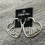 Dolls Kill Libra Horoscope Heart Dangle Women’s Earrings Silver Round Punk NWT Photo 2