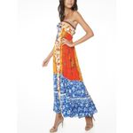 Free People  Golden Dreams Maxi Dress Boho Floral Patchwork Strapless Tiered M Photo 4