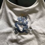 Brandy Melville  JOHN GALT White Halter Tank Top Embroidery Dragon One Size EUC Photo 1