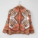 Talbots  Women's Peach Multicolor Paisley Print Open Front Jacket Blazer Size 8P Photo 1