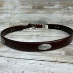 Fossil VTG Leather Conchos Belt 36” Brown Croc Embossed Western Boho Cowgirl Photo 2