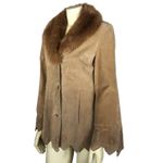 Dennis Basso Y2K Boho penny lane Suede leather jacket fur collar bell cuffs XS Photo 4