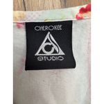 Cherokee Studio Women Scrub Top Pastel Print Tie Back Short Sleeve Size M Photo 2