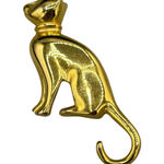 Vintage Gold Tone Cat Brooch | Figural Sitting Cat Pin Photo 0