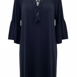 Lilly Pulitzer Size M Del Lago Tunic Navy Dress Tassel Ties Bell Sleeve Beach Photo 0