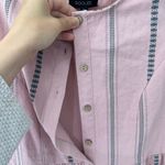 Roolee  texture stripe Henley button midi dress half sleeve M Photo 3