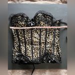 VAACODOR Women’s Leopard Print Corset Side Zip Back Tie Lace Bows Sz XXL Y2K EUC Black Photo 8