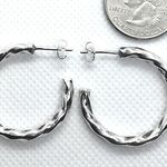 TAXCO Sterling Silver Twisted Rope Post Back Round Hoops 925 Earrings Photo 2