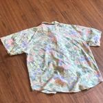 Pastel yellow vintage Hawaiian floral vacation summer multicolored colorful button down short sleeve shirt Size L Photo 2