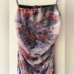 Pretty Little Thing  Lilac Cherry Blossom Asian Mesh Ruched Bodycon Dress Photo 2