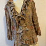 Lauren Jeans Co. Women's Lightweight Brown Floral Blouse, Size: L #3 Size M Photo 0