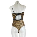 Women's Black Beige Floral Lace Sleeveless Leopard Cami Tank Bodysuit Top Size S Photo 2