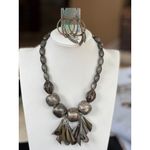 Chunky Metallic Statement Necklace & Gold Photo 5