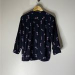 Madewell  Tunic Blouse Blue-Black  Background & Purple Floral Print Size Small Photo 1