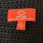 Oscar de la Renta  Cardigan Sweater M Open Knit Crochet Y2K Ruffle Dark Dark Blue Photo 4