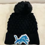 NFL Detroit lions Black Knit Beanie with Blue Sequin Lion logo! Photo 0