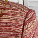 Victor Costa Tweed Bead Detail Crop Blazer Jacket Pink Red Cream 6 Photo 6