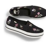 Keds x Kate Spade embroidered floral slip on platform sneakers size 10 Black Photo 0