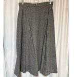 PowHer 100% Pure Wool Herringbone Midi Skirt Gray Women's Size Medium Photo 3