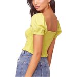 ASTR The Label Mason Short Puff Sleeve Smocked Yellow Crop Top in Lemon MEDIUM Photo 1