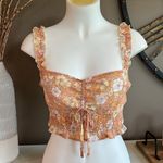 Le lis Floral Smocked Shirred Crop Top Size Medium Photo 3