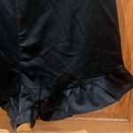 Bebe Ruffle Hem V-Neck Short Sleeve Stretch Satin Romper Jet Black Size 4 Photo 11