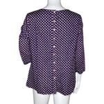 Boden Shirt Women 8 Blue White Yvonne Button Back Apple Print Preppy Novelty Photo 3